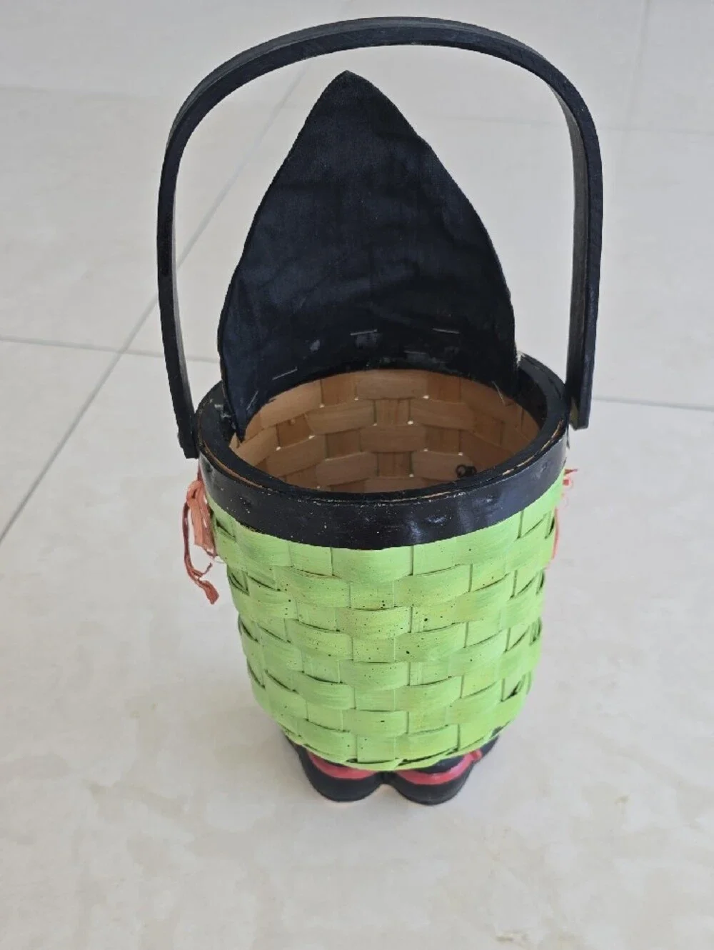 Halloween Witch Decorative Basket - Green and Black